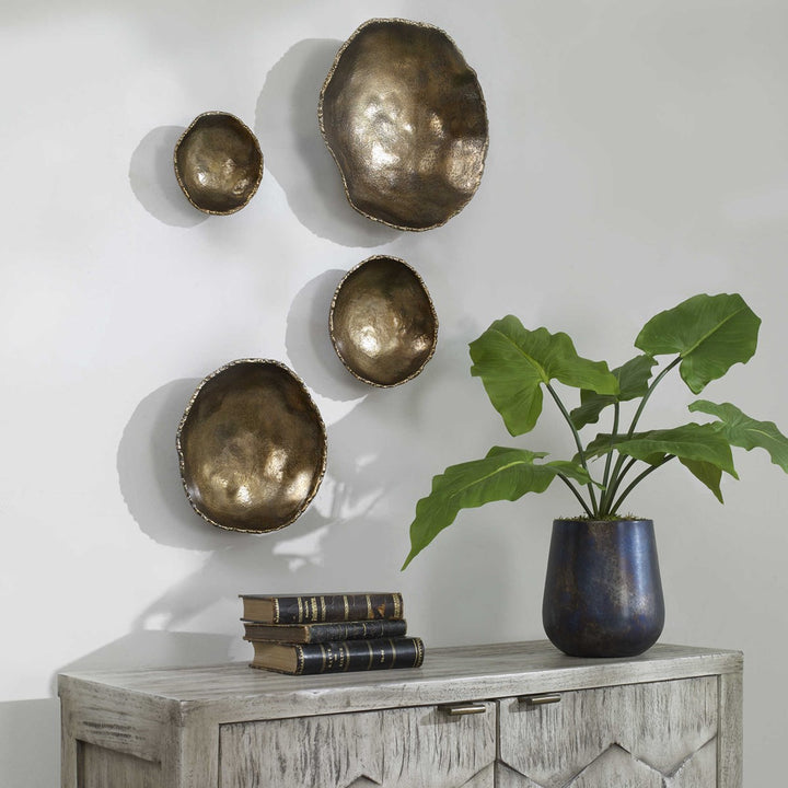Lucky Coins Wall Bowls S/4 - Brass-Uttermost-UTTM-04299-Decorative Objects-2-France and Son