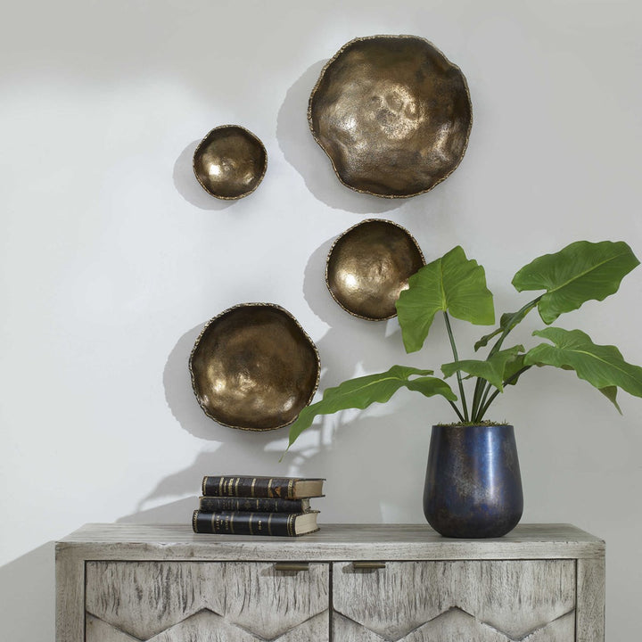 Lucky Coins Wall Bowls S/4 - Brass-Uttermost-UTTM-04299-Decorative Objects-3-France and Son
