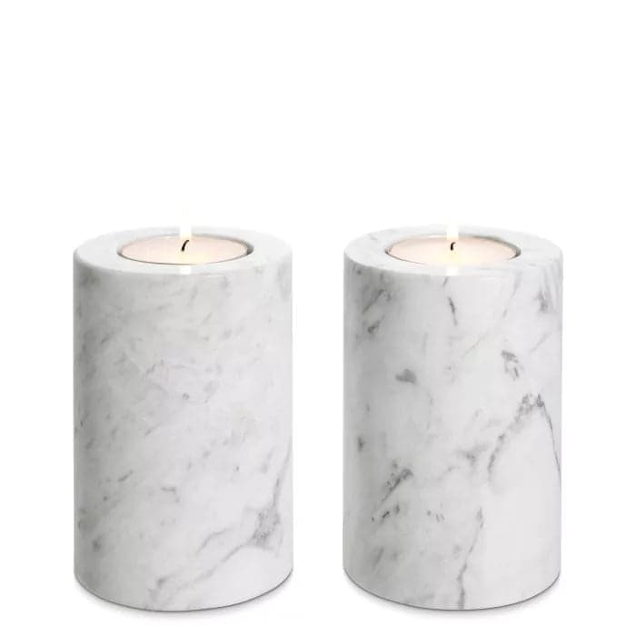 Tealight Holder Tobor set of 2-Eichholtz-EICHHOLTZ-112685-Candle HoldersS-White marble-6-France and Son