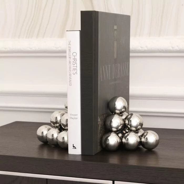 Bookend Carioca set of 2 nickel finish-Eichholtz-EICHHOLTZ-113730-Decorative ObjectsNickel finish-2-France and Son