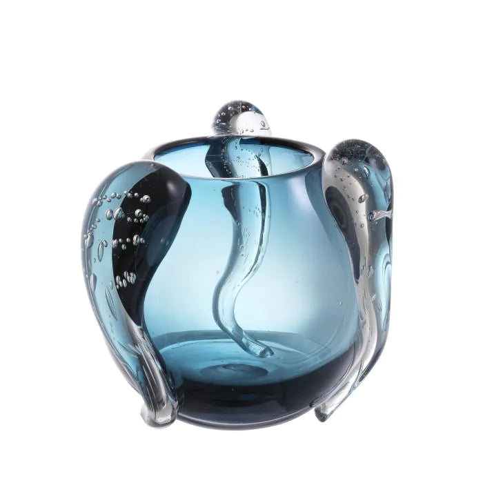Vase Sergio S-Eichholtz-EICHHOLTZ-114693-VasesHand blown glass - blue colour-4-France and Son