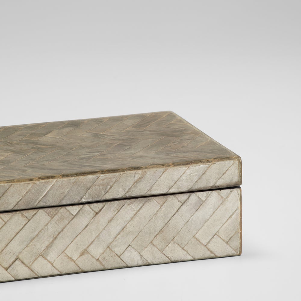 Triton Rectangle Box Designed - Smoke - Small-Cyan Design-CYAN-11686-Decorative Objects-2-France and Son