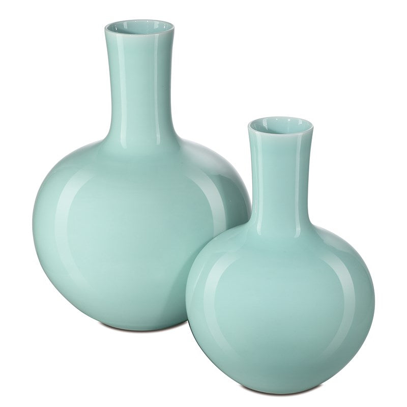 Celadon Medium Green Straight Neck Vase-Currey-CURY-1200-0671-Vases-2-France and Son