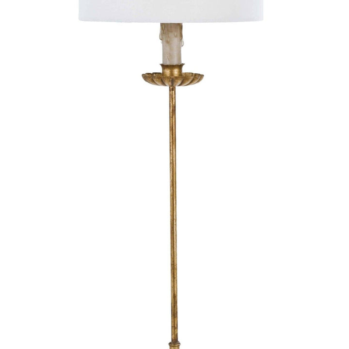 Clove Stem Buffet Table Lamp With Natural Linen Shade-Regina Andrew Design-RAD-13-1171-Table Lamps-4-France and Son
