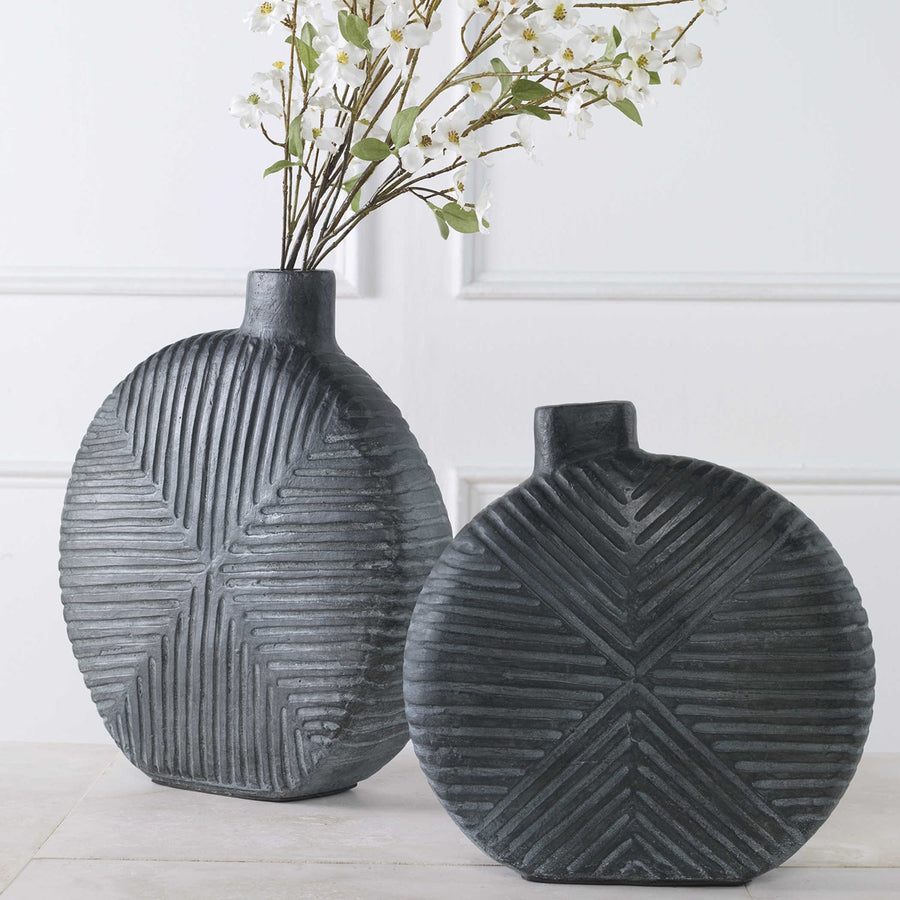 Viewpoint Aged Black Vases, Set/2-Uttermost-UTTM-17114-Vases-1-France and Son