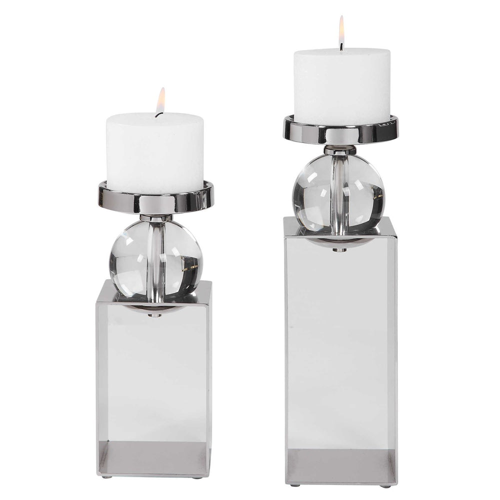 Uttermost Lucian Nickel Candleholders, Set/2-Uttermost-UTTM-17561-Candle Holders-2-France and Son