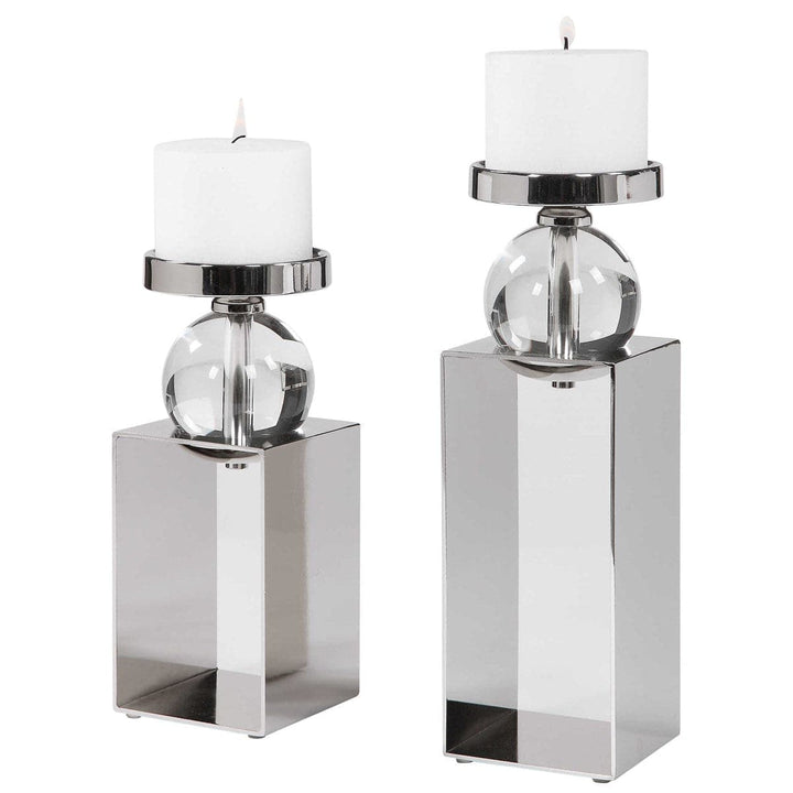Uttermost Lucian Nickel Candleholders, Set/2-Uttermost-UTTM-17561-Candle Holders-3-France and Son