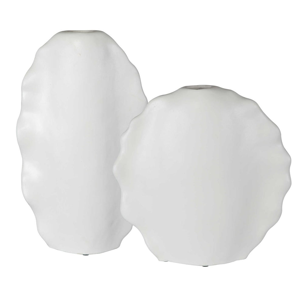 Uttermost Ruffled Feathers Modern White/Blue Vases, S/2-Uttermost-UTTM-17963-Decorative ObjectsWhite-2-France and Son