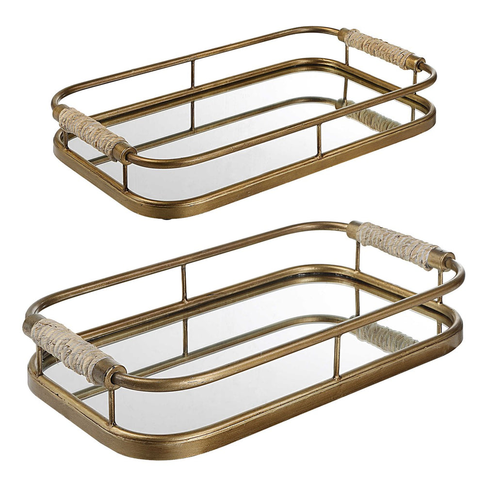 Rosea Brushed Gold Trays, S/2-Uttermost-UTTM-18014-Trays-2-France and Son