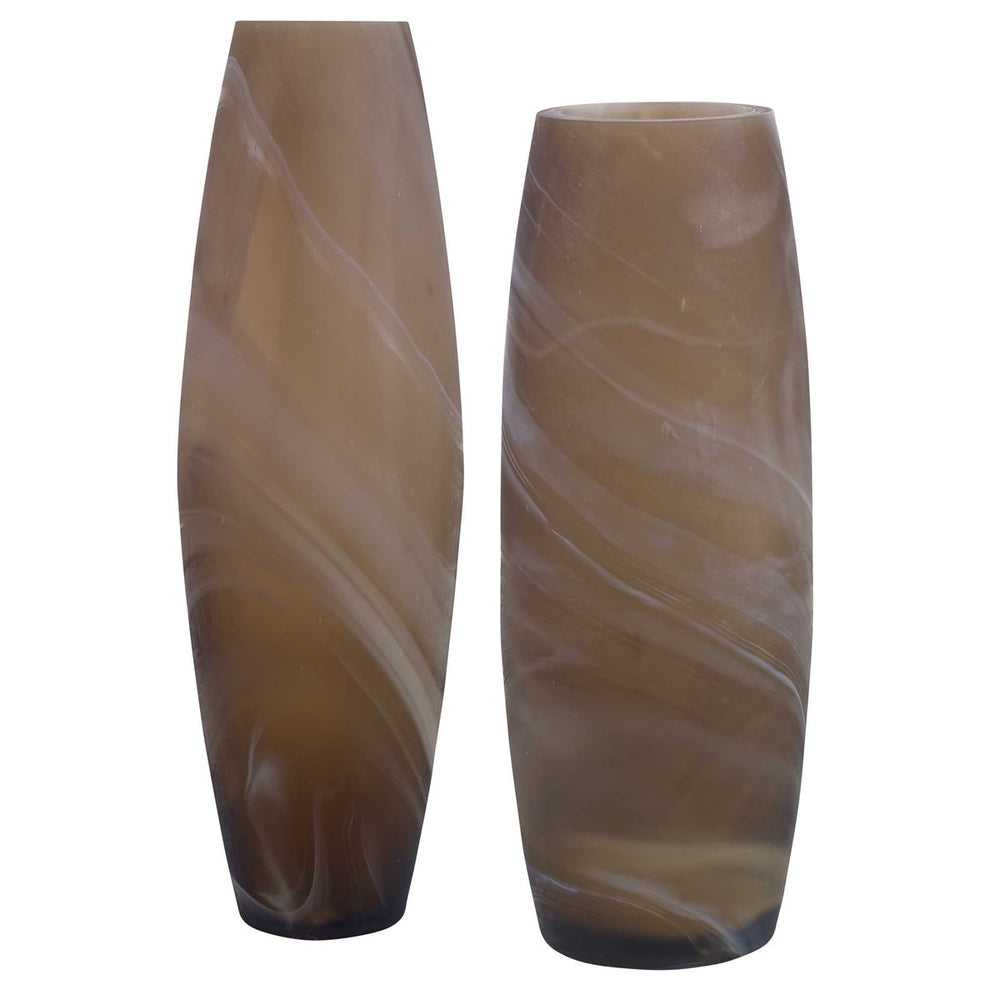 Delicate Swirl Caramel Glass Vases, Set/2-Uttermost-UTTM-18069-Vases-2-France and Son