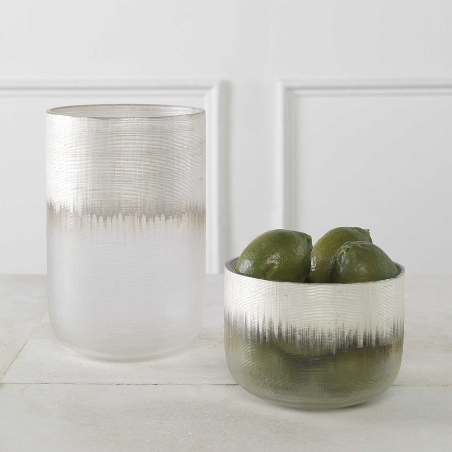 Frost Silver Drip Glass Vases, Set/2-Uttermost-UTTM-18071-Vases-1-France and Son
