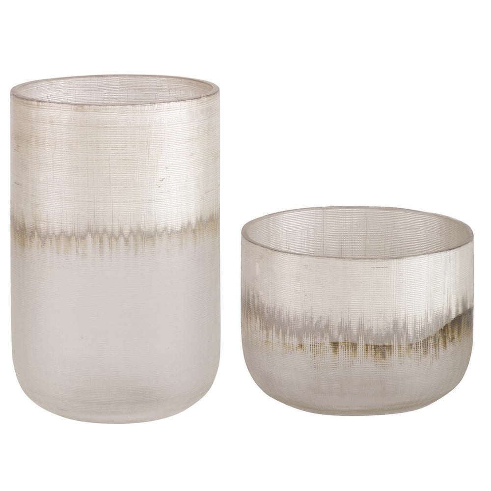 Frost Silver Drip Glass Vases, Set/2-Uttermost-UTTM-18071-Vases-2-France and Son
