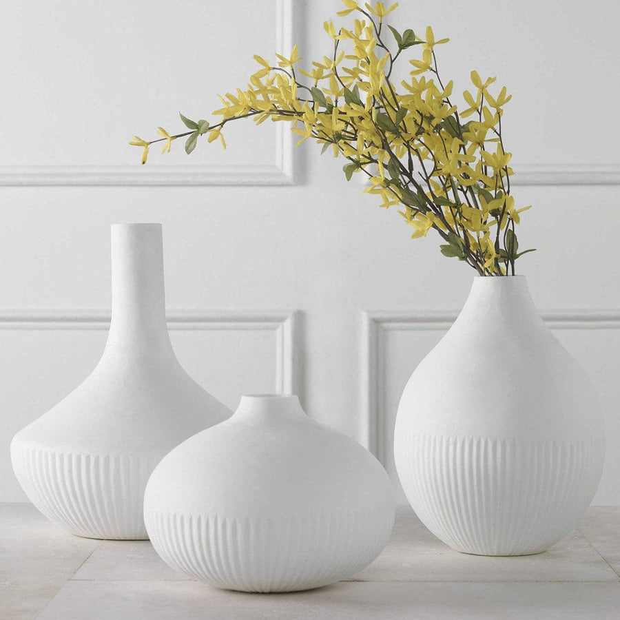 Apothecary Satin White Vases, Set/3-Uttermost-UTTM-18072-Vases-1-France and Son