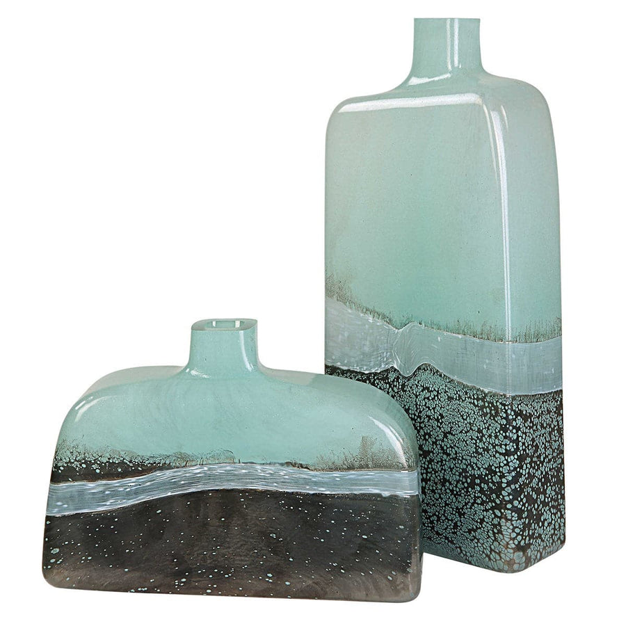 Fuze Aqua & Bronze Vases, Set Of 2-Uttermost-UTTM-18096-Vases-1-France and Son