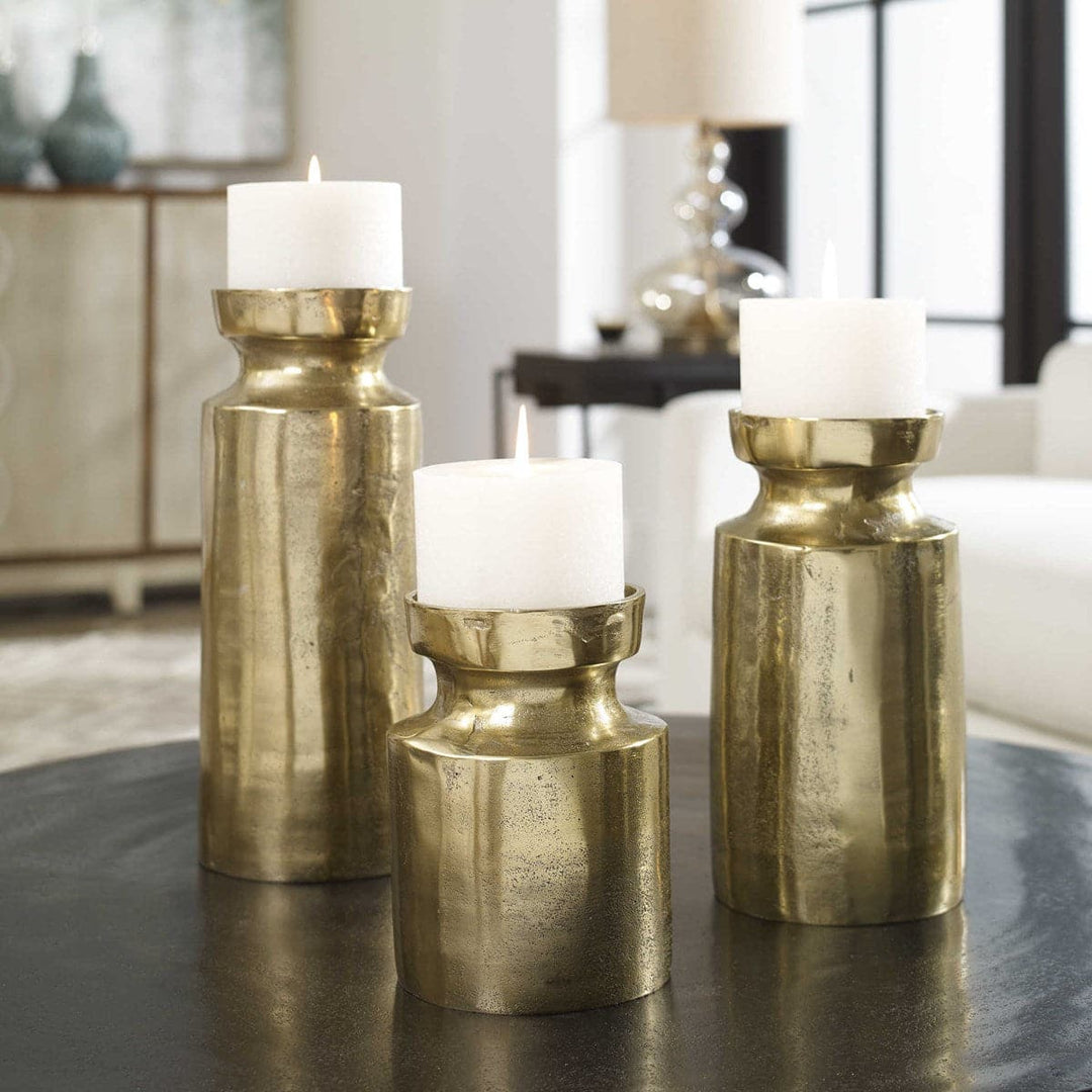 Amina Antique Brass Candleholders Set/3-Uttermost-UTTM-18958-Candle Holders-1-France and Son