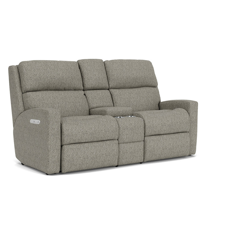Catalina Fabric Power Reclining Loveseat w/ Console & Power Hdrsts-Flexsteel-Flexsteel-Q2900-601H-Sofas-1-France and Son