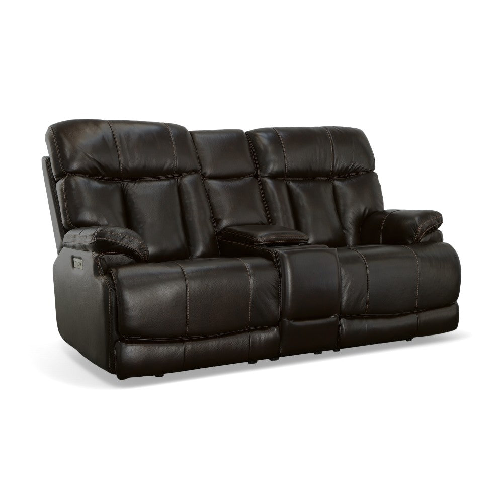 Clive Power Reclining Loveseat-Flexsteel-Flexsteel-1595-64PH-Sofas37570-Leather-Console, Power Headrests & Lumbar 77"-10-France and Son