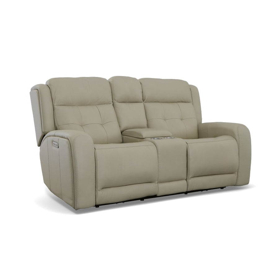 Grant Leather Power Reclining Loveseat-Flexsteel-Flexsteel-1480-64PH-00911-Sofas00911-with Console & Power Headrests 76"-1-France and Son