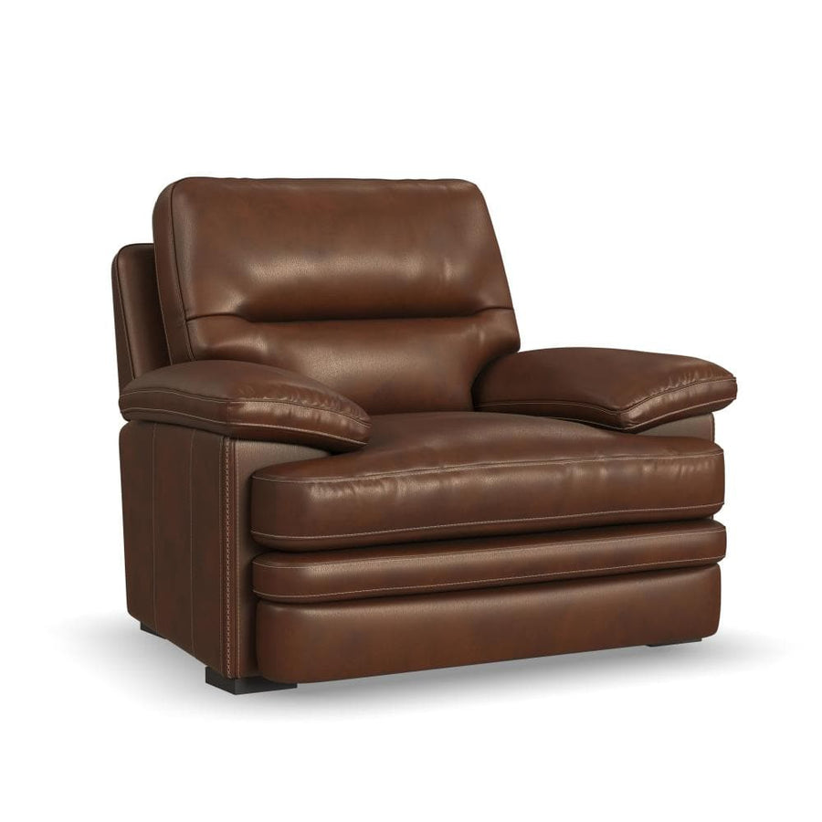 David Leather Chair in Pecan-Flexsteel-Flexsteel-1825-10-Lounge Chairs-1-France and Son