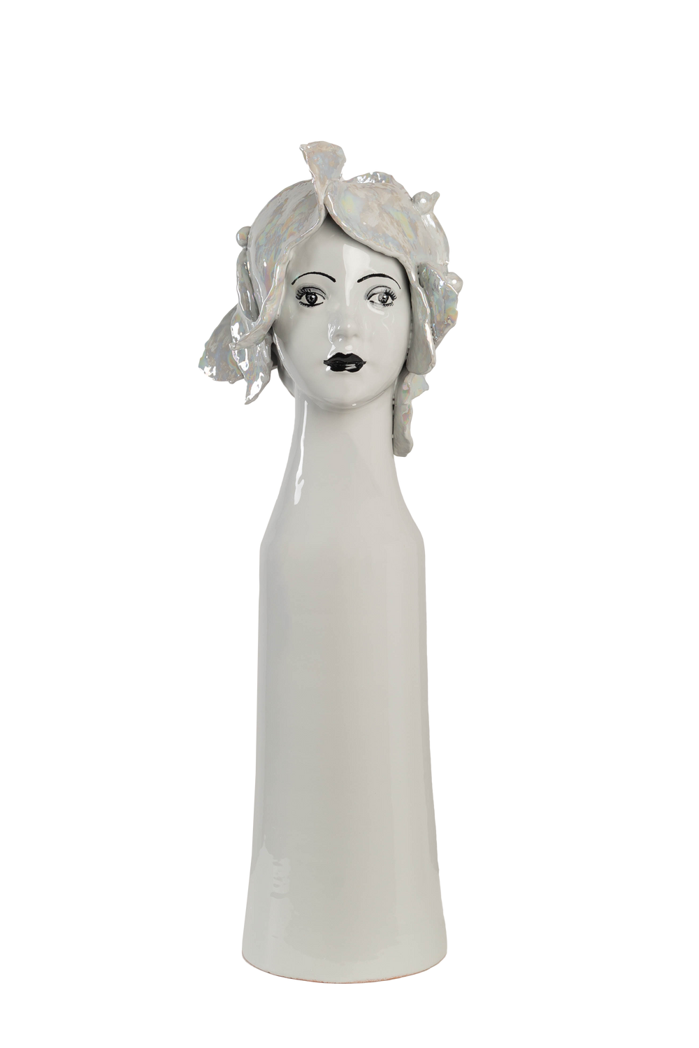 Tall Head Ceramic Vase-ABIGAILS-ABIGAILS-211001-VasesButterflies-11"D x 26.5"H-2-France and Son