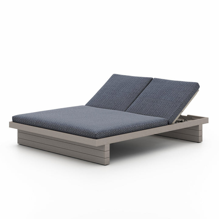 Leroy Outdoor Double Chaise Lounge-Four Hands-FH-227876-008-Outdoor ChaisesFaye Navy-Weathered Grey-14-France and Son