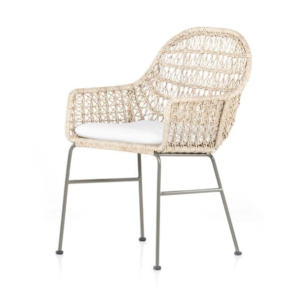 Bandera Outdoor Woven Dining Chair-Four Hands-FH-230094-001-Outdoor Dining ChairsVintage White-With Cushion-17-France and Son