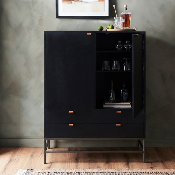Trey Bar Cabinet-Four Hands-FH-236606-002-Bookcases & CabinetsBlack Wash Poplar-2-France and Son