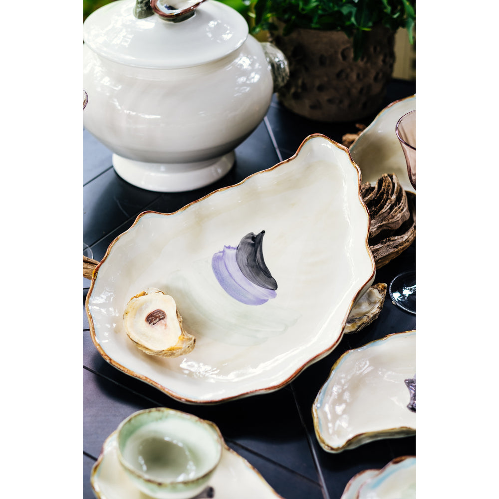 Seaside Oyster Plate, Large, Set of 2-ABIGAILS-ABIGAILS-240715-Decorative Objects-2-France and Son