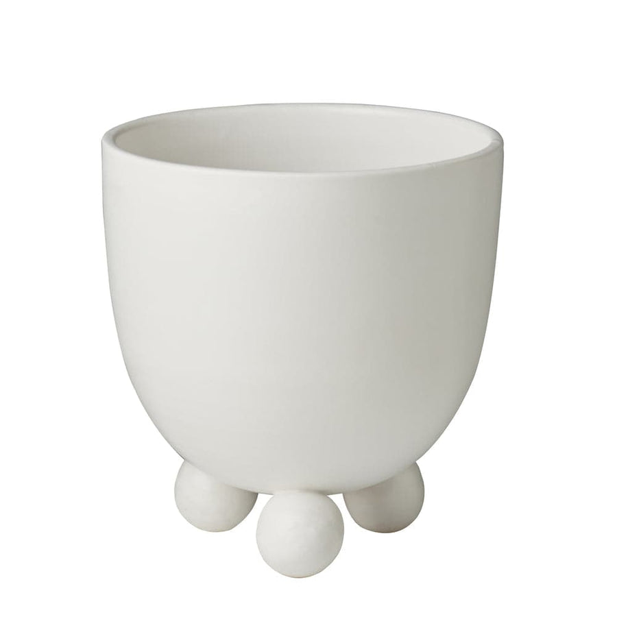Catalina Footed Cachepot, Matte White-ABIGAILS-ABIGAILS-260216-Planters-1-France and Son