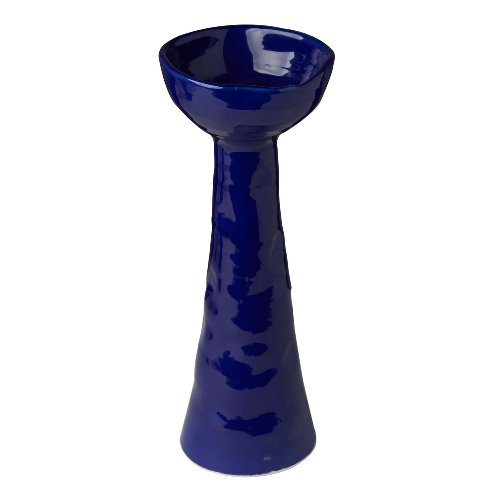Laguna Candlestick, Matte White/ Shiny Blue, Large-ABIGAILS-ABIGAILS-260266-Candle HoldersBlue-2-France and Son