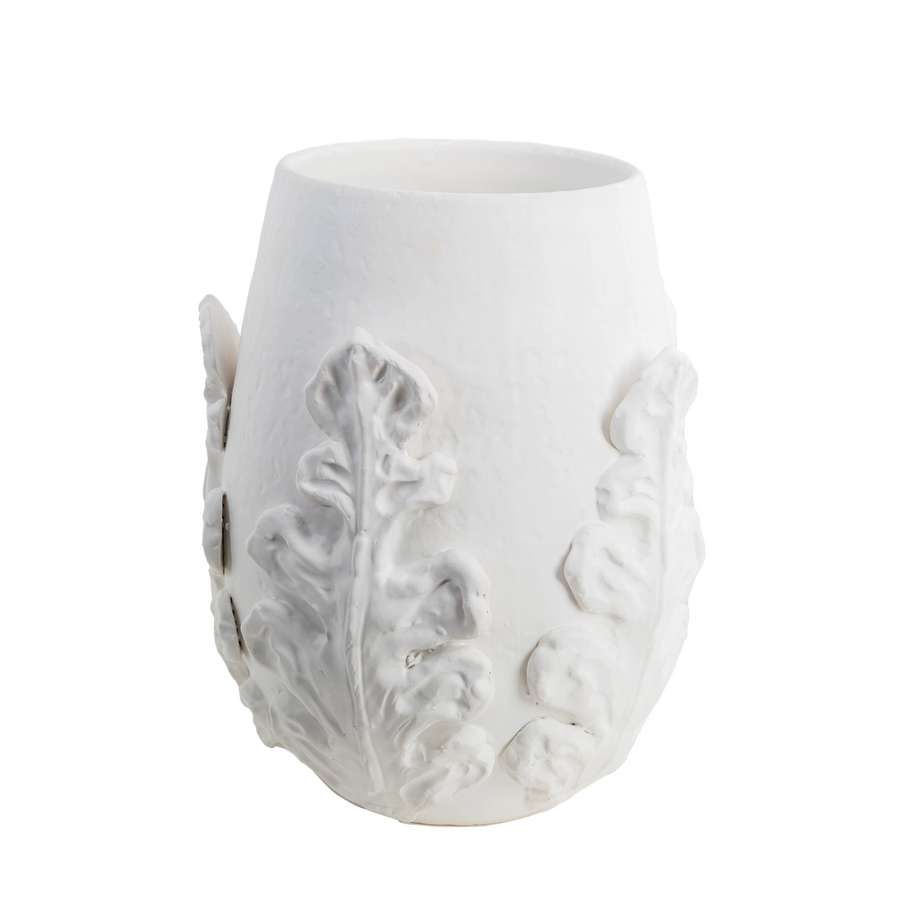 Greco Short Vase, White Leaves-ABIGAILS-ABIGAILS-260281-Vases-1-France and Son