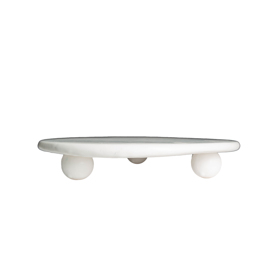 Catalina Footed Cheese / Cake Plate, Matte White, White Feet-ABIGAILS-ABIGAILS-260298-Trays-1-France and Son