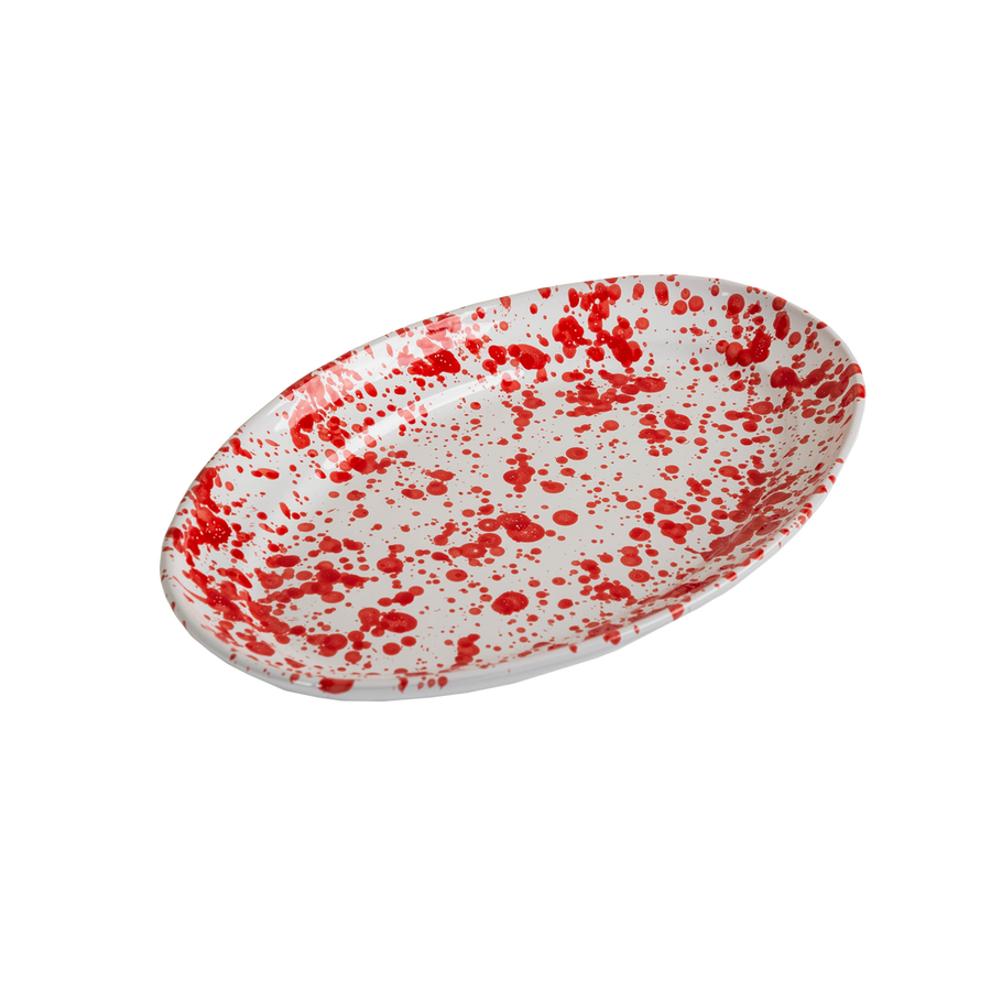 Taverna Speckled Oval Platter-ABIGAILS-ABIGAILS-264042-TraysRed/White-1-France and Son