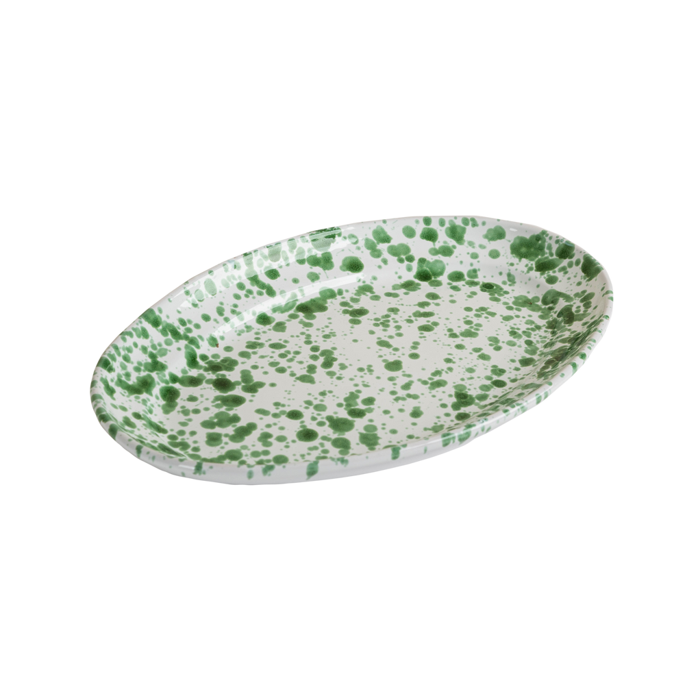 Taverna Speckled Oval Platter-ABIGAILS-ABIGAILS-264043-TraysGreen/White-2-France and Son