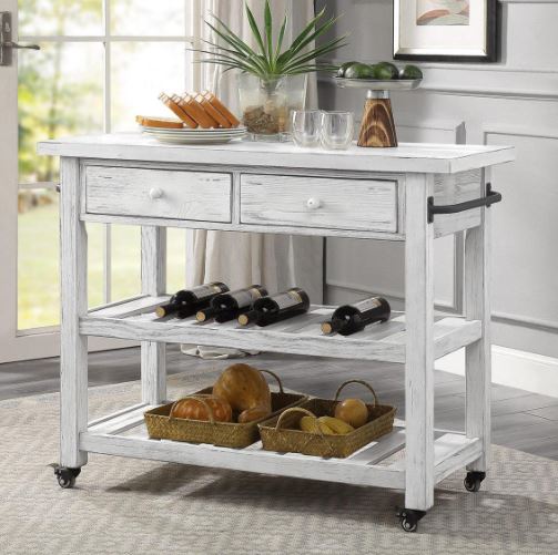 Alcott Orchard Park Two Drawer Kitchen Cart-Coast2Coast Home-C2CA-30434-Bar Storage-2-France and Son