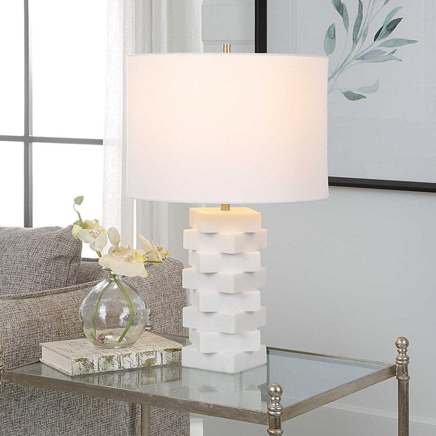 Ascent White Geometric Table Lamp-Uttermost-UTTM-30164-1-Table Lamps-1-France and Son