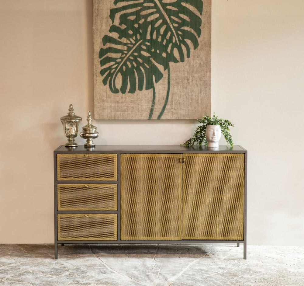 Brooklyn 55" Gunmetal and Brass Sideboard-Home Trends & Designs-HOMETD-FBN-SB55GMBR-Side Tables-2-France and Son