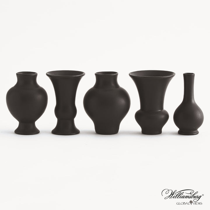 S/5 Mini Chinoise Vases-Global Views-GVSA-4.80150-VasesMatte Black-3-France and Son
