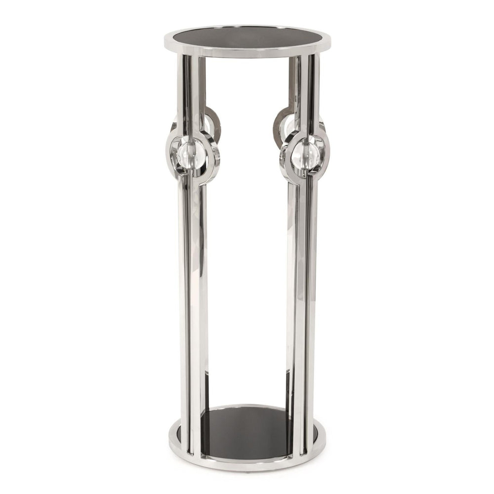 Stainless Steel Pedestal with Black Tempered Glass and Acrylic Ball Details, Large-The Howard Elliott Collection-HOWARD-48016-Side Tables-2-France and Son