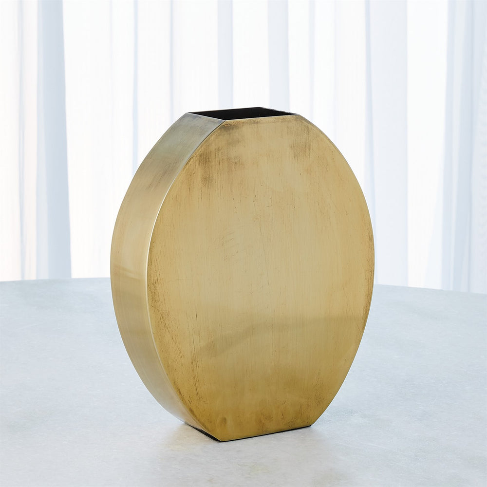 Squared Oval Vase - Antique Brass-Global Views-GVSA-7.91355-VasesMedium-2-France and Son