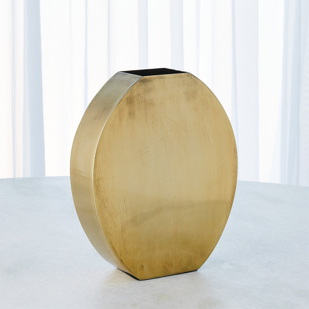 Squared Oval Vase - Antique Brass-Global Views-GVSA-7.91355-VasesMedium-2-France and Son