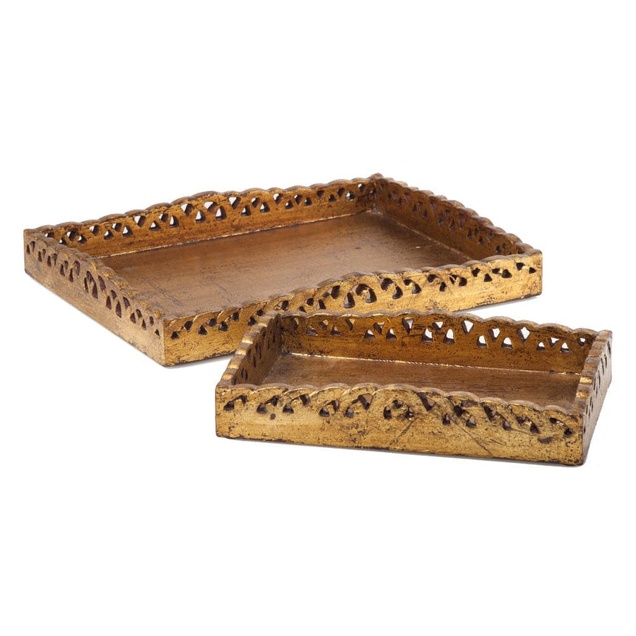 Scalloped Cut Out Wood Tray Set-ABIGAILS-ABIGAILS-524918-TraysGold Finish-1-France and Son