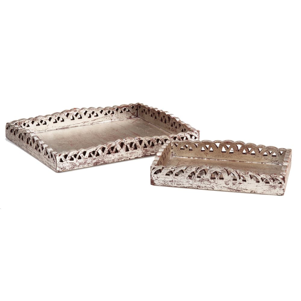 Scalloped Cut Out Wood Tray Set-ABIGAILS-ABIGAILS-524919-TraysSilver Finish-2-France and Son