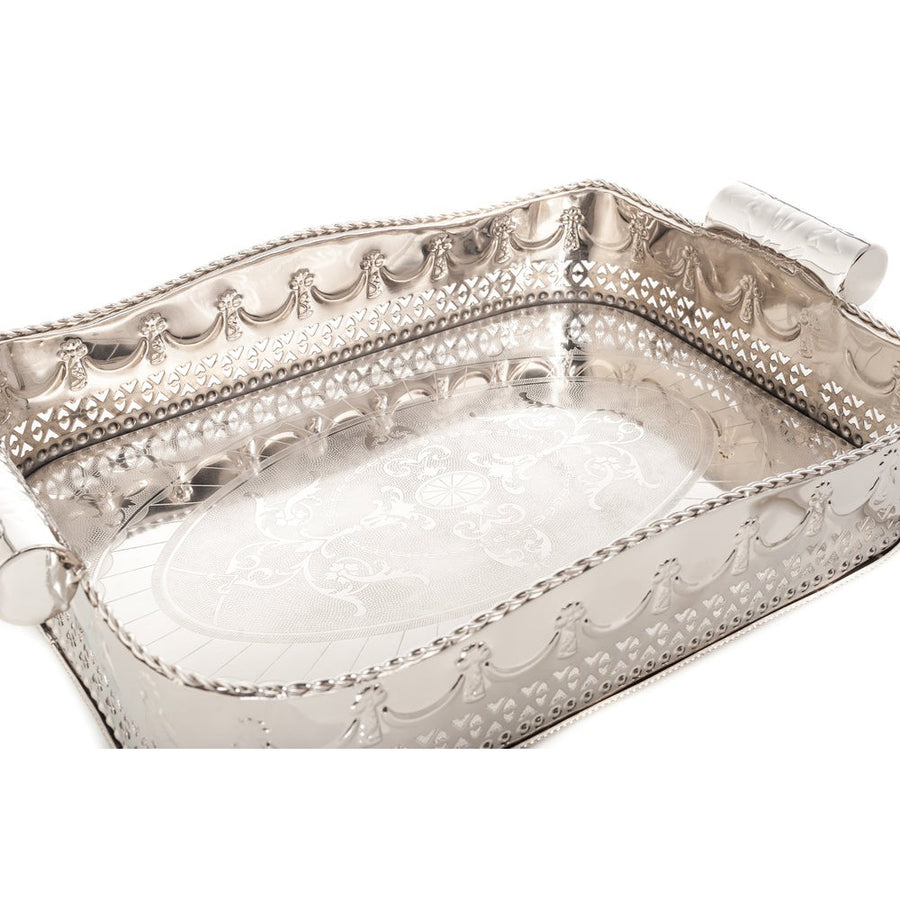 Polished Nickel Embossed Tray, Small-ABIGAILS-ABIGAILS-546417-Trays-1-France and Son