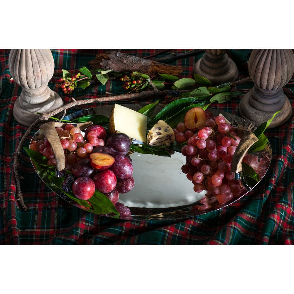Chalet Nickel Tray with Horn Handles-ABIGAILS-ABIGAILS-547410-Vases-2-France and Son