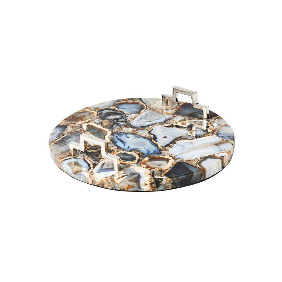 Round Multicolor Agate Tray-ABIGAILS-ABIGAILS-547414-Trays-1-France and Son
