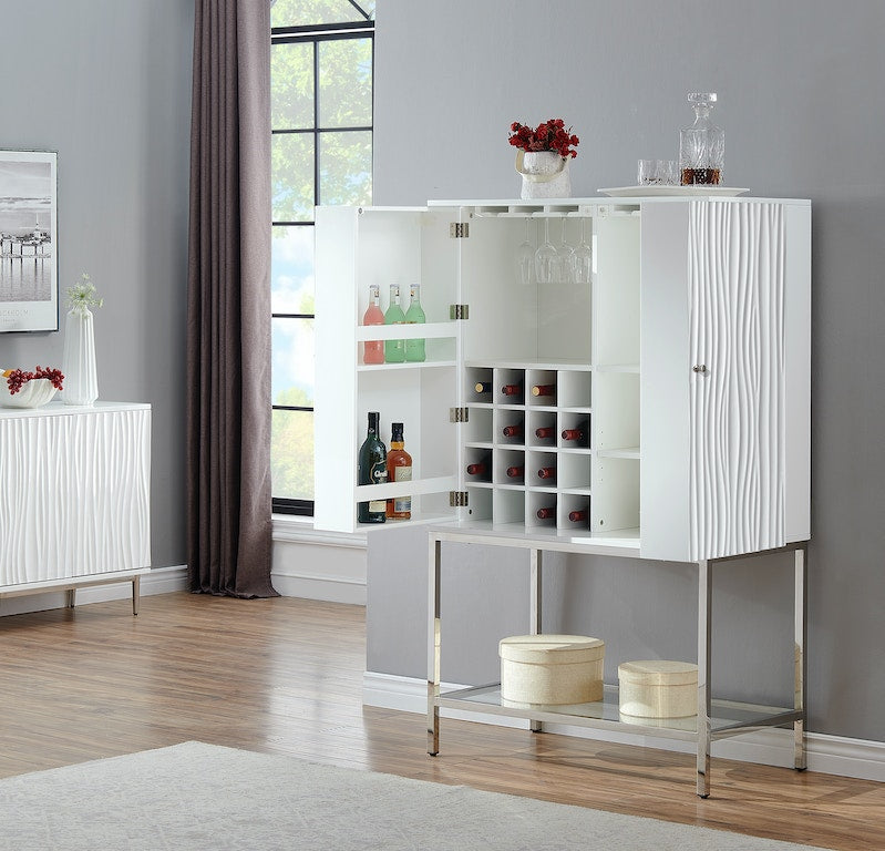Mirabelle Two Door Wine Cabinet-Coast2Coast Home-C2CA-55601-Bookcases & CabinetsWhite-2-France and Son