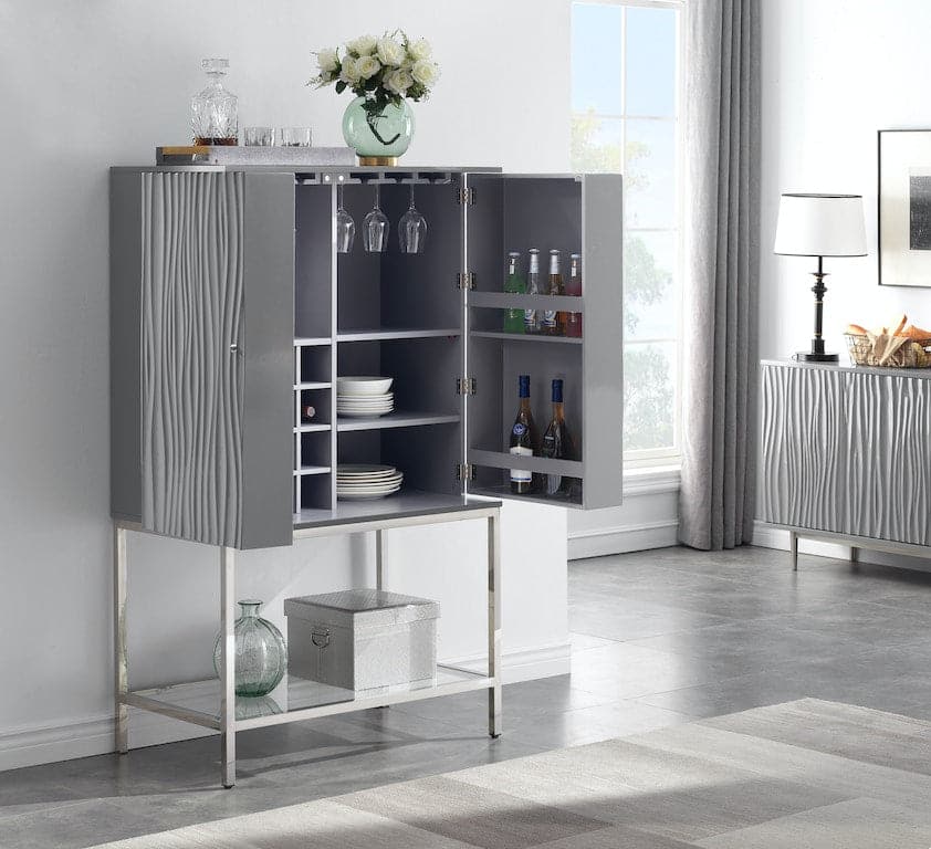 Mirabelle Two Door Wine Cabinet-Coast2Coast Home-C2CA-55601-Bookcases & CabinetsWhite-8-France and Son