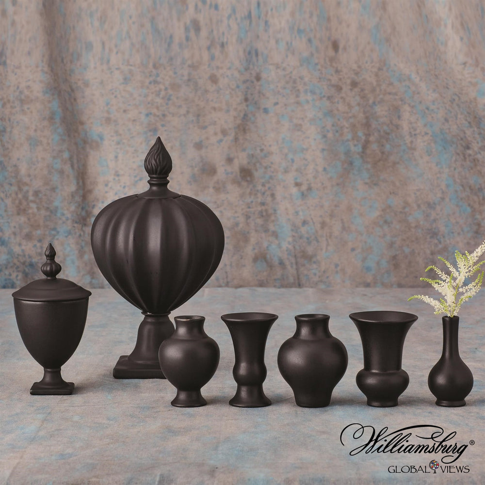 S/5 Mini Chinoise Vases-Global Views-GVSA-4.80150-VasesMatte Black-2-France and Son