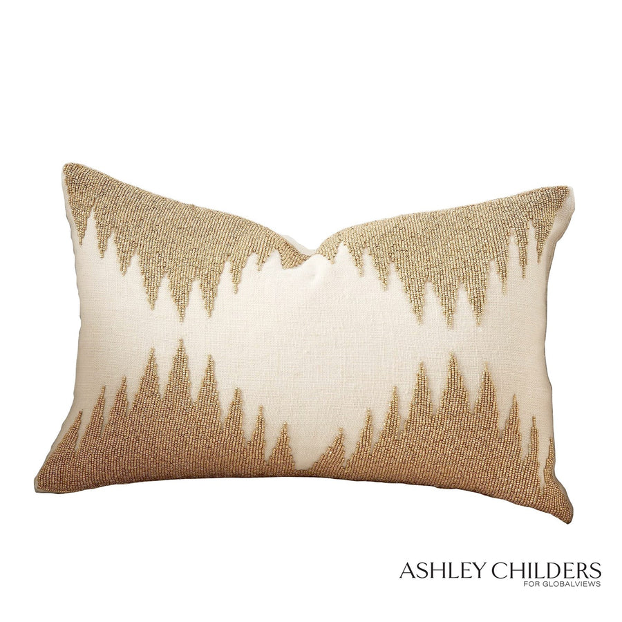 Tristan Pillow - Gold Seed Beads/Bone-Global Views-GVSA-ASH9.90051-Pillows-1-France and Son